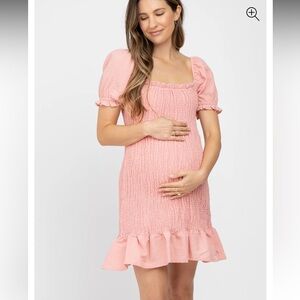 BIBI Pink Smocked Maternity Dress SZ XL NWT women’s dress #413